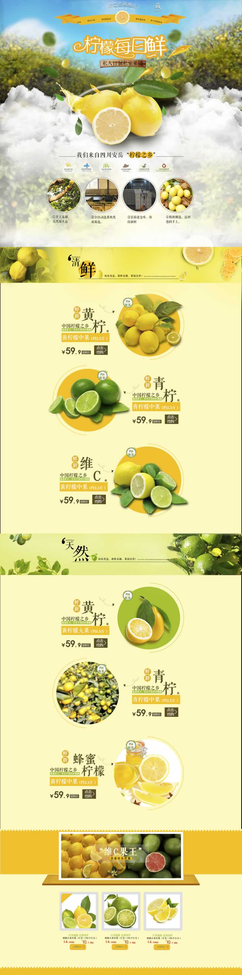 檸檬之鄉(xiāng)私家果園水果店鋪首頁模板